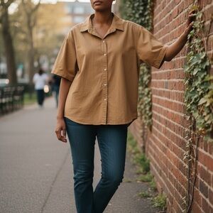 One Mile‎ Oversized Button Down Top 8 Tan